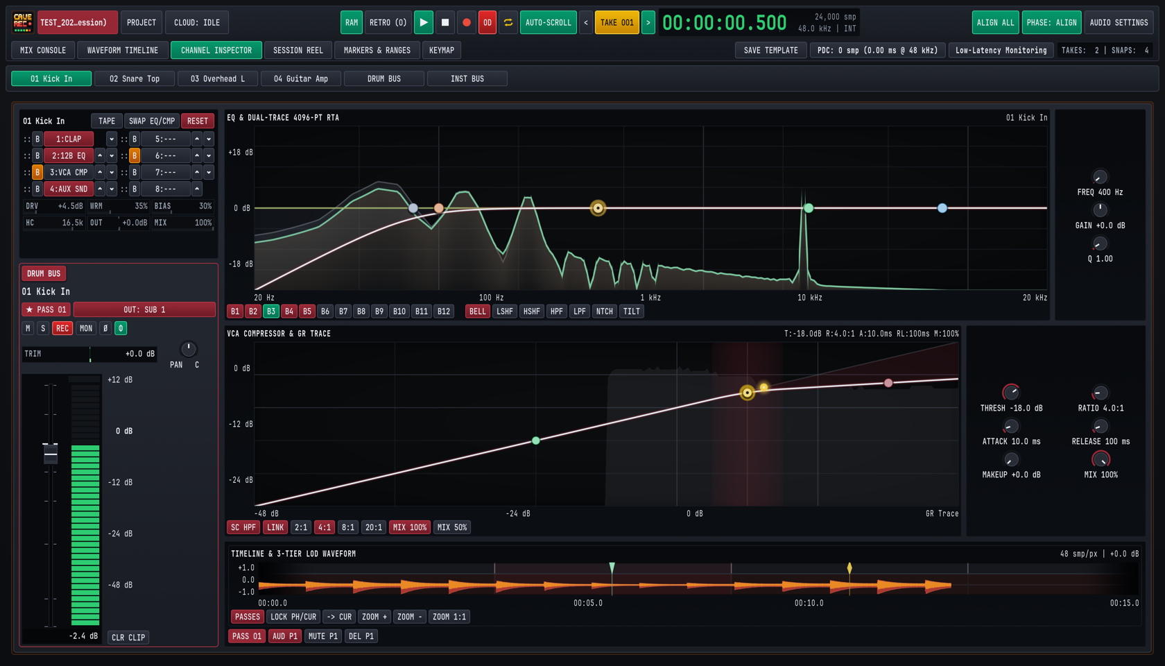 The full-screen Channel Inspector view for an Input Track.
